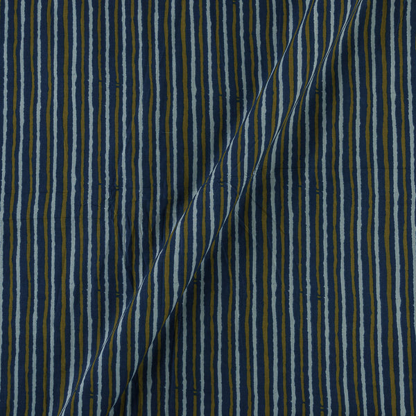 Cotton Indigo Colour Dabu Inspired Stripes Print Fabric Online 9930BW2