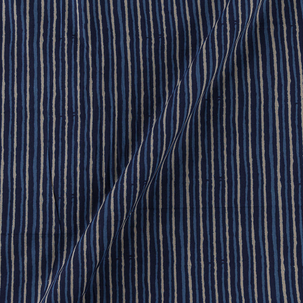 Cotton Indigo Colour Dabu Inspired Stripes Print Fabric Online 9930BW3