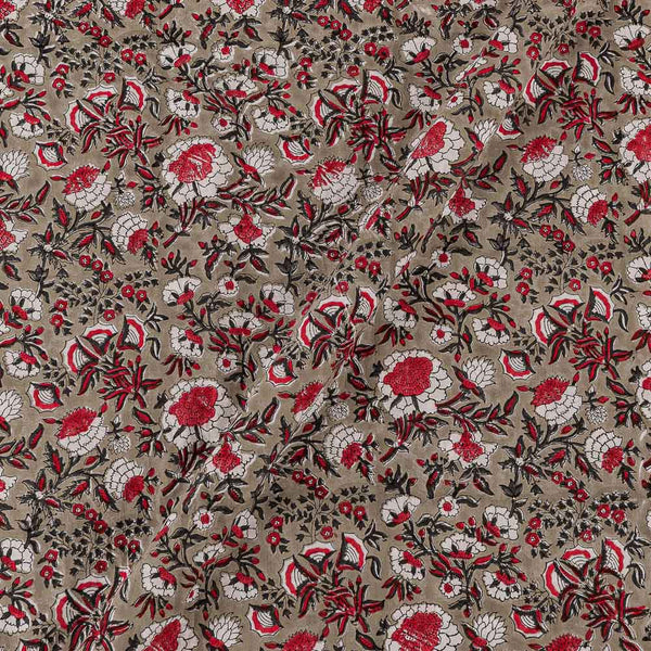 60 x 60 Cotton Beige Brown Colour Floral Hand Block Print Fabric freeshipping - SourceItRight