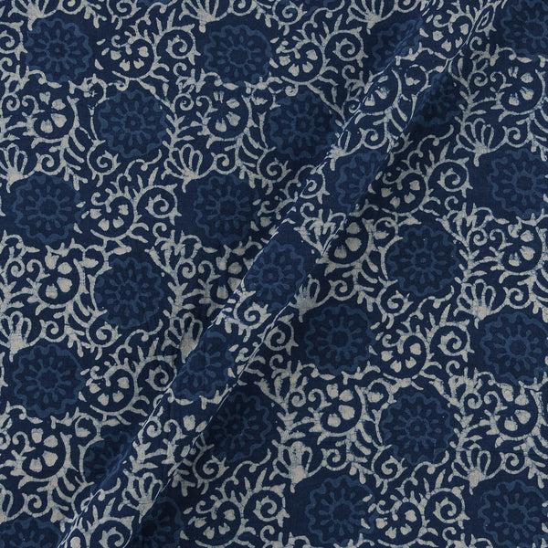 Natural Indigo Dye Jaal Block Print on Cotton Fabric Online 9933IF
