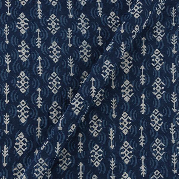 Natural Indigo Dye Geometric Block Print on Cotton Fabric Online 9933IG