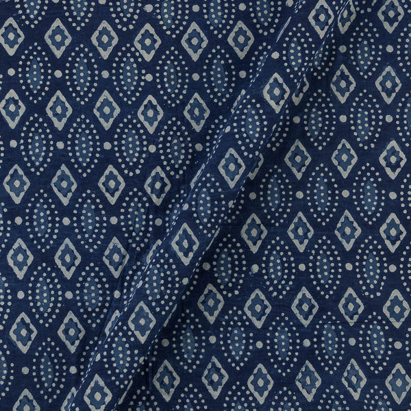 Natural Indigo Dye Geometric Block Print on Cotton Fabric Online 9933JB