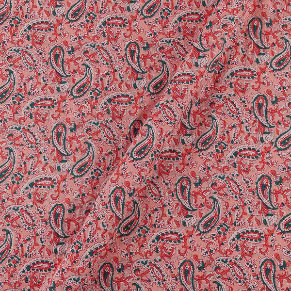 Soft Cotton Peach Pink Colour Paisley Jaal Print Fabric Online 9934GK1
