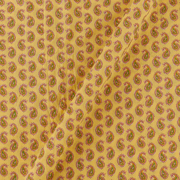 Cotton Banana Yellow Colour Paisley Print Fabric Online 9934HN
