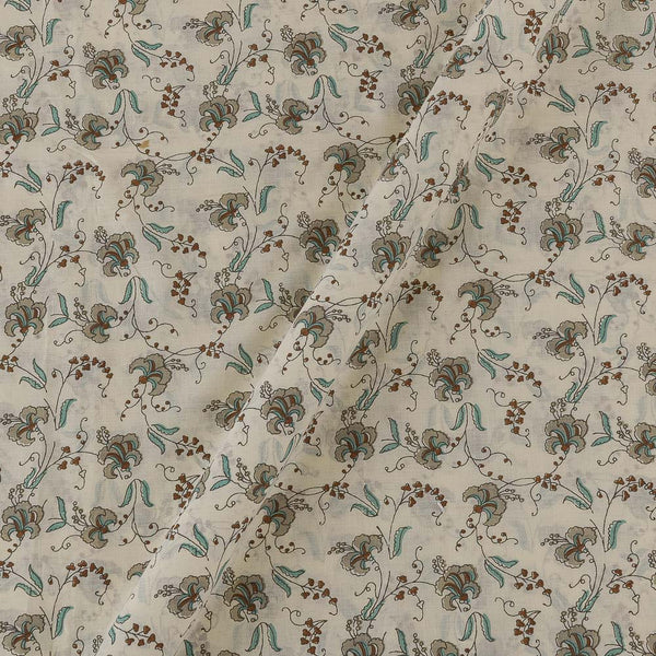 Cotton Cream White Colour Floral Jaal Print Fabric Online 9934HU3