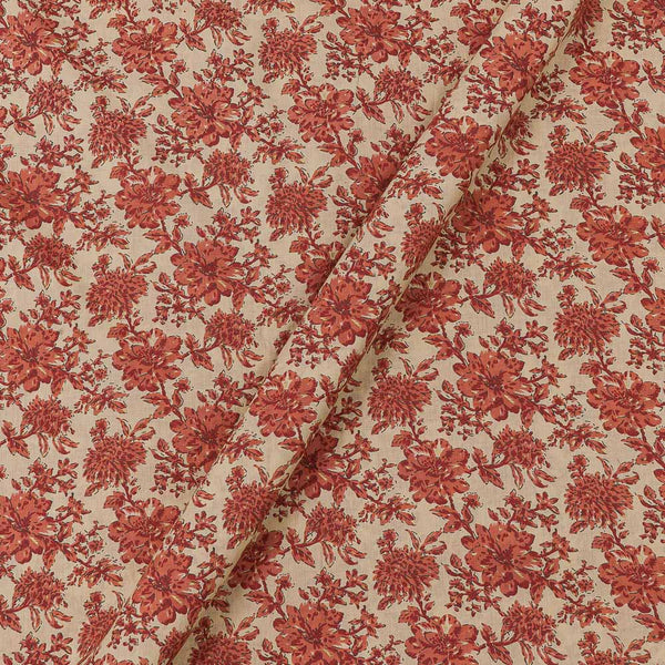 Cotton Beige Colour Gold Foil Floral Jaal Print Fabric Online 9934HV1