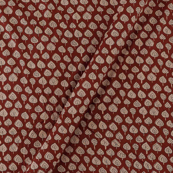 Cotton Maroon Colour Leaves Print Fabric Online 9934HY
