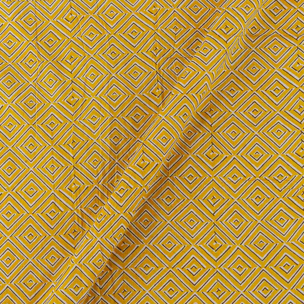 Cotton Mustard Yellow Colour Geometric Print Fabric Online 9934II2