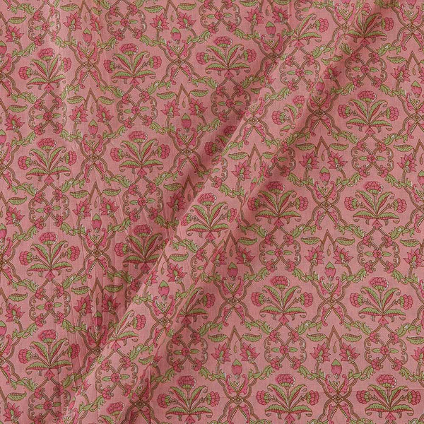 Cotton Peach Pink Colour Floral Jaal Print Fabric Online 9934IN