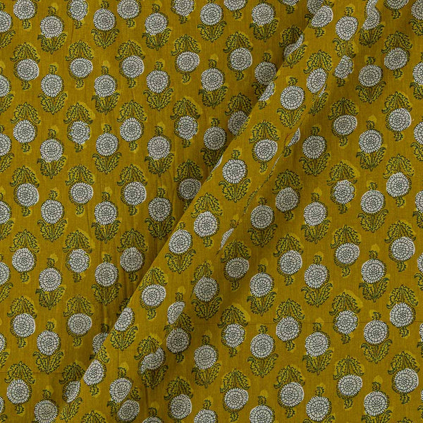 Cotton Mustard Yellow Colour Floral Print Fabric Online 9934JF1