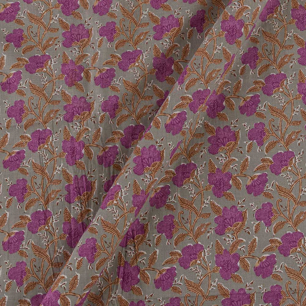 Cotton Slate Grey Colour Floral Jaal Print Fabric Online 9934JH
