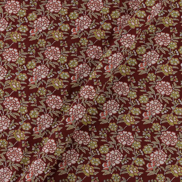 Soft Cotton Maroon Colour Floral Jaal Print Fabric Online 9934JO