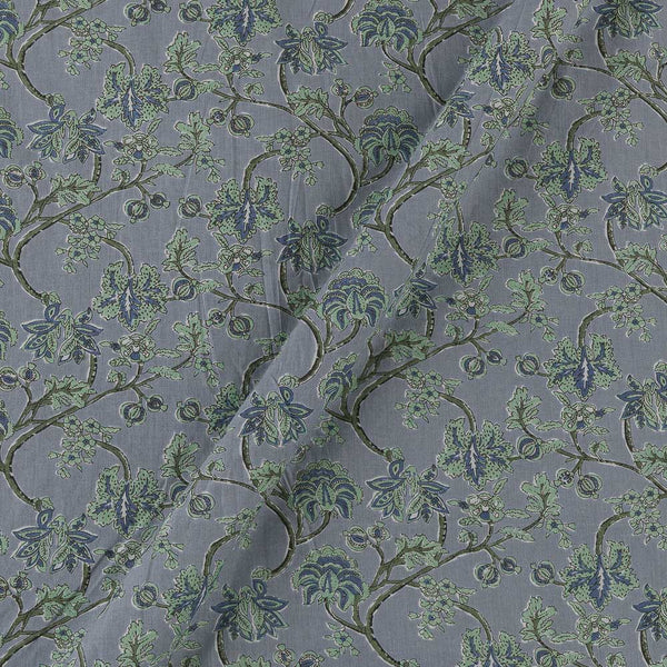 Soft Cotton Grey Colour Floral Jaal Print Fabric Online 9934JR1