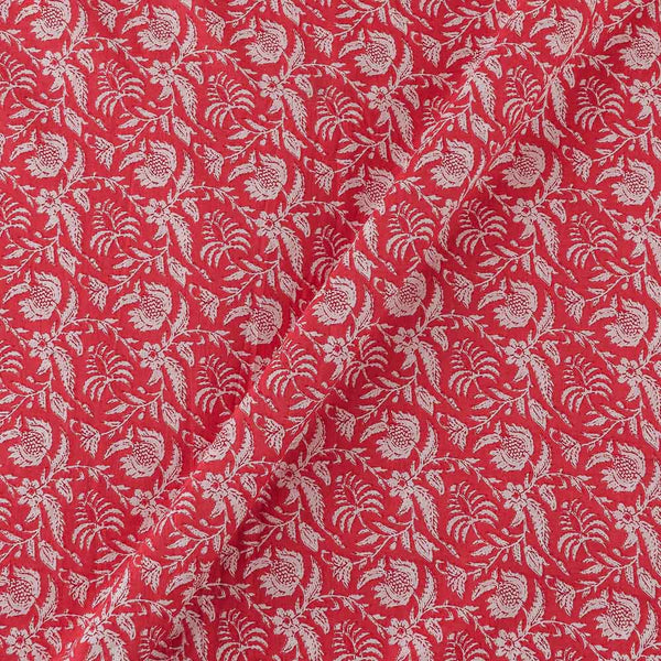 Soft Cotton Poppy Red Colour Floral Jaal Print Fabric Online 9934JU