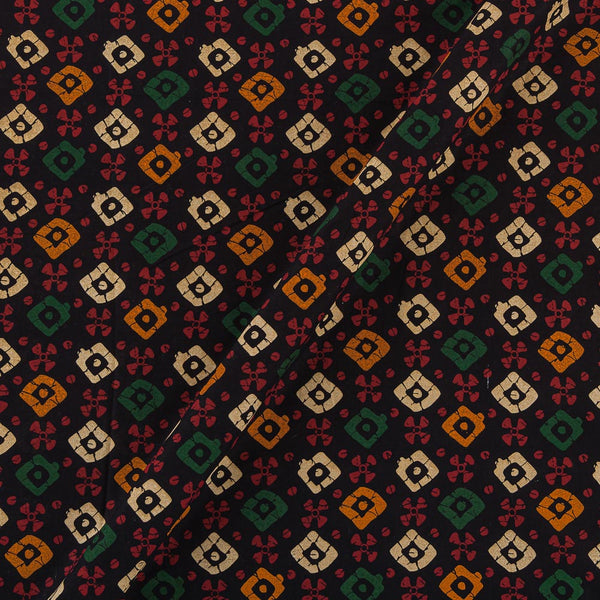 Soft Cotton Black Colour Batik Theme Geometric Print Fabric Online 9988AA1