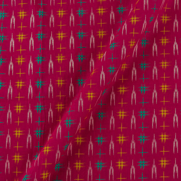 Soft Cotton Fuchsia Pink Colour Ikat Pattern Print 41 Inches Width Fabric