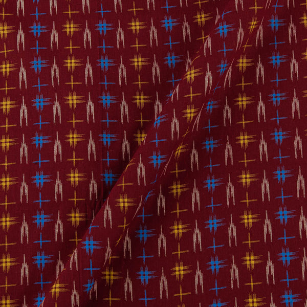 Soft Cotton Maroon Colour Ikat Pattern Print 41 Inches Width Fabric