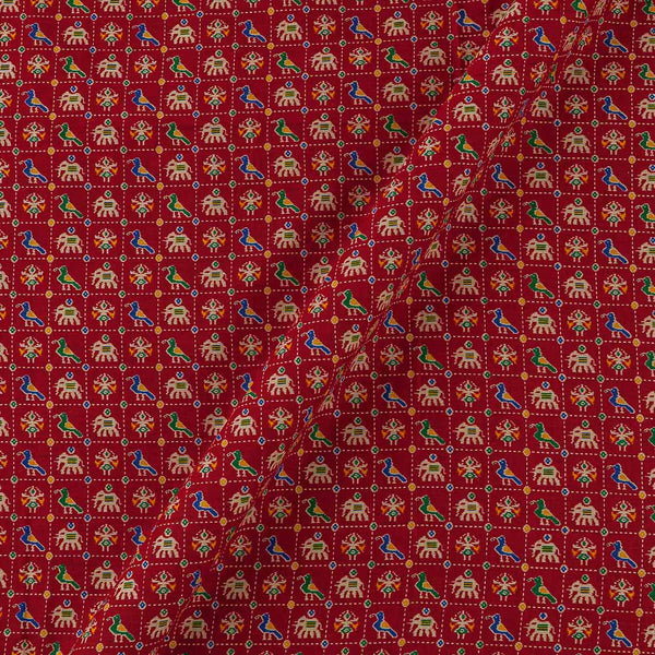 Soft Cotton Poppy Red Colour Patola Print 42 Inches Width Fabric Cut Of 0.50 Meter