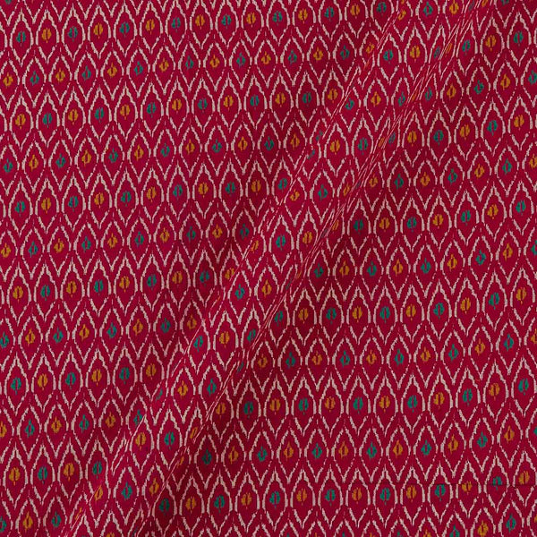 Soft Cotton Crimson Colour Ikat Pattern Print 41 Inches Width Fabric Cut Of 0.50 Meter