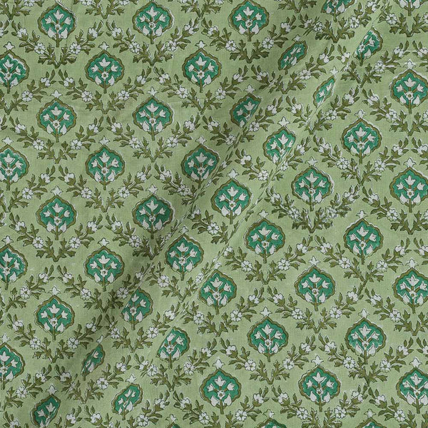 60x 60 Soft Cotton Pista Green Colour 43 inches Width Leaves Hand Block Print Fabric freeshipping - SourceItRight