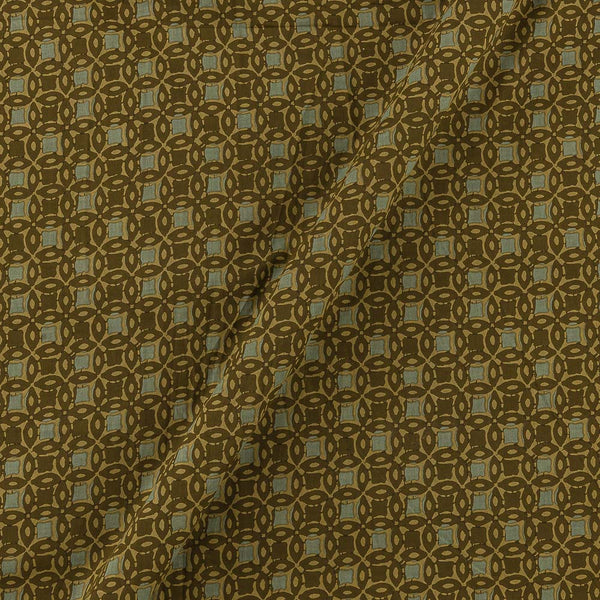 Cotton Mehendi Green Colour Geometric Print Fabric Online 9945CE
