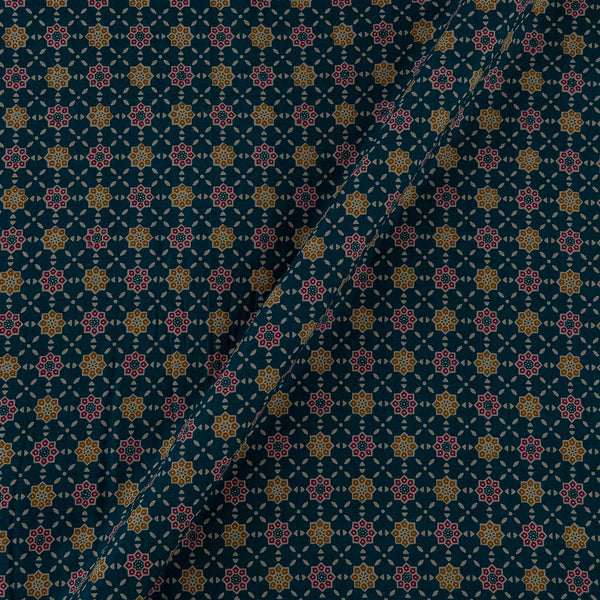 Flex Cotton Teal Colour Geometric Print Fabric Online 9949BJ3