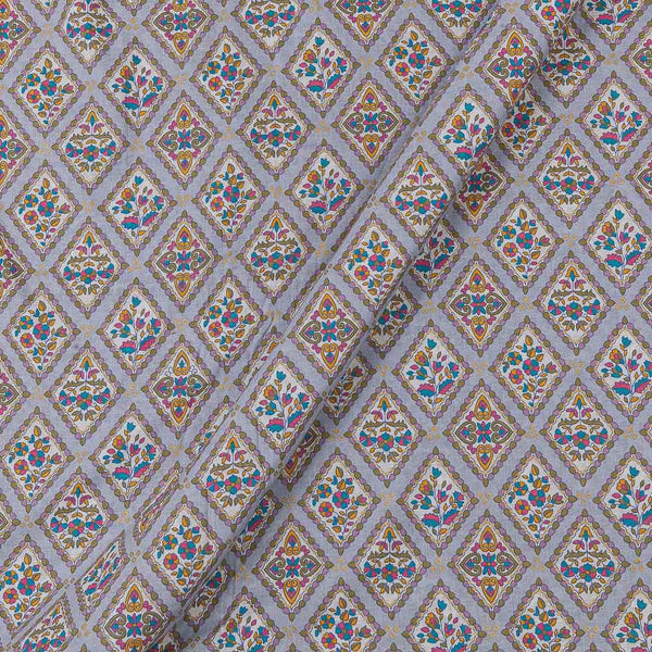 Cotton Grey Colour Gold Foil Mughal Print Fabric Online 9958FM3