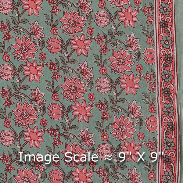 Cotton Laurel Colour Floral Jaal with One Side Border Print 43 Inches Width Fabric Cut Of 0.85 Meter