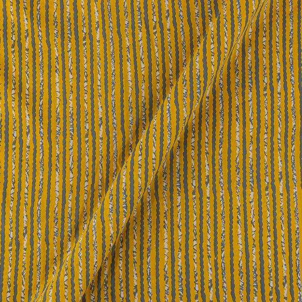 Cotton Mustard Yellow Colour Stripes Print Fabric Online 9958FO3