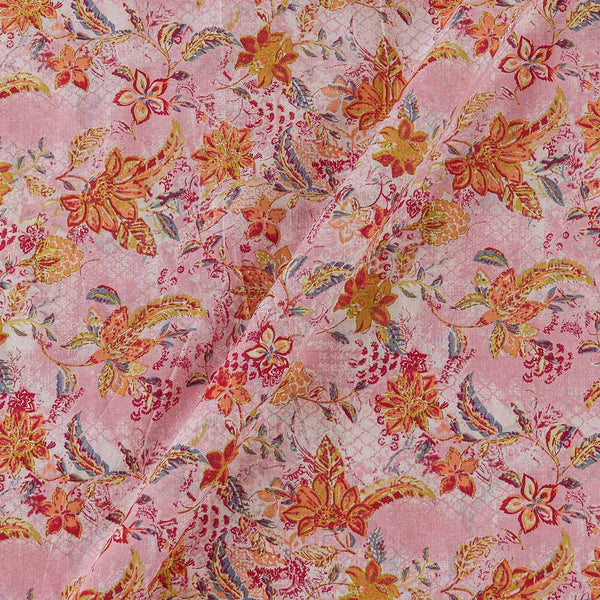 Soft Cotton Peach Pink Colour Jaal Print Fabric Online 9958FT5