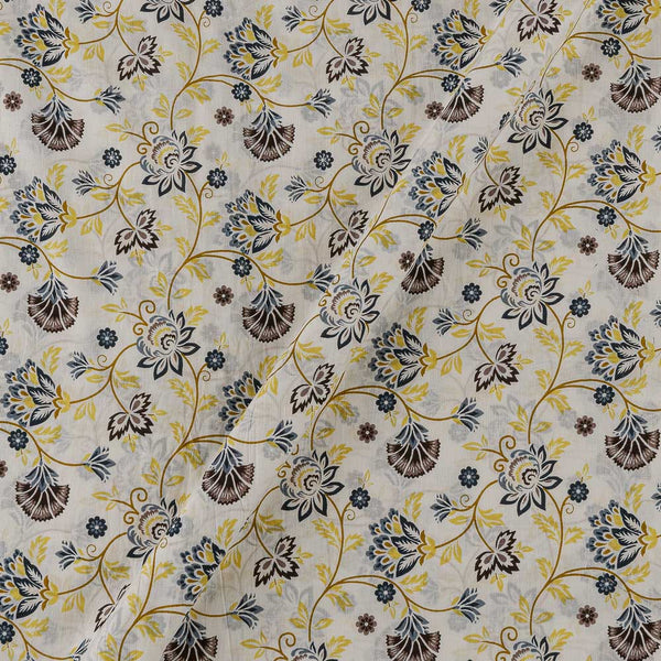 Soft Cotton Off White Colour Floral Jaal Print Fabric Online 9958GA