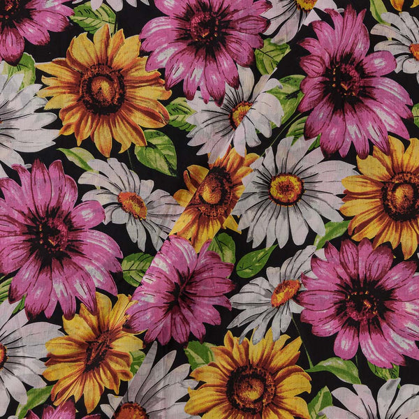 Soft Cotton Black Colour Floral Print Fabric Online 9958GN1