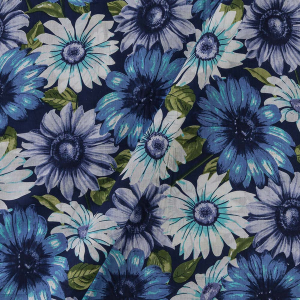 Soft Cotton Indigo Blue Colour Floral Print Fabric Online 9958GN2