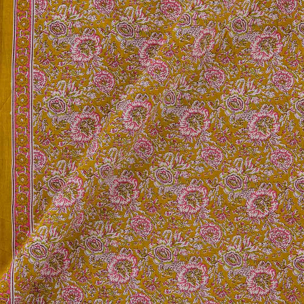 Soft Cotton Apricot Orange Colour One Side Border Jaal Print Fabric Online 9958HF2