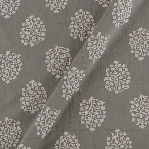 Soft Cotton Silver Grey Colour Sanganeri Print 43 Inches Width Fabric