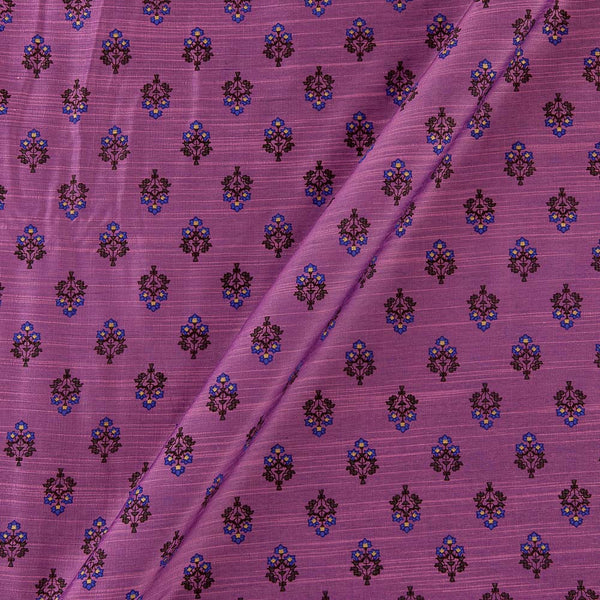 Spun Dupion (Artificial Raw Silk) Pink X Violet Cross Tone Floral Butti Print Fabric Online 9963BK