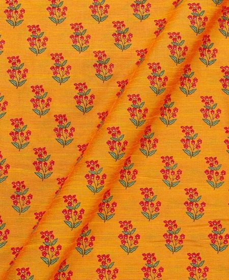 Block Print Artificial Silk Fabric, for trendy blouse.