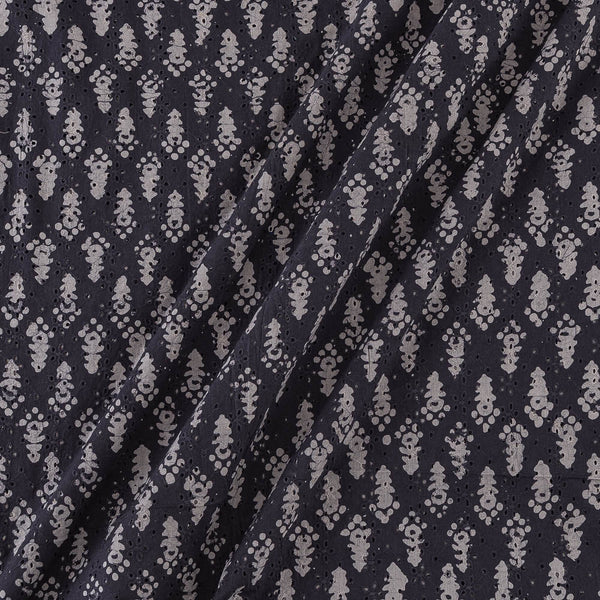 All Over Schiffli Cut Work Dark Grey Colour Batik Print Dabu Cotton Fabric Online 9972AG3