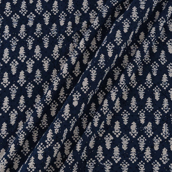 All Over Schiffli Cut Work Dark Blue Colour Batik Print Dabu Cotton Fabric Online 9972AG5
