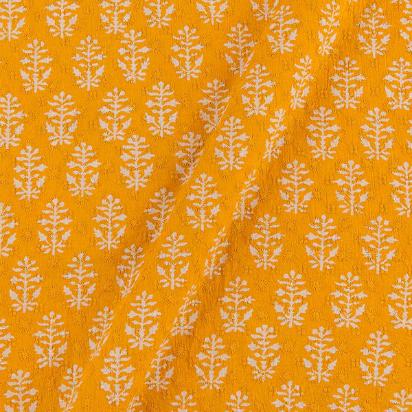 Buy All Over Schiffli Cut Work Yellow Colour Floral Pattern Cotton Fabric 9972P Online