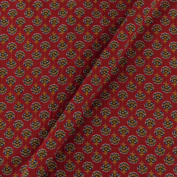 Cotton Red Colour Floral Print 42 Inches Width Fabric