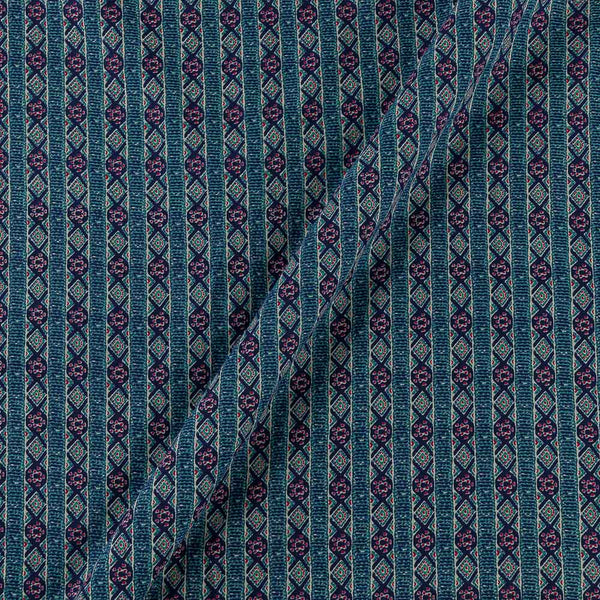 Cotton Blue Colour All Over Border Print 42 Inches Width Fabric
