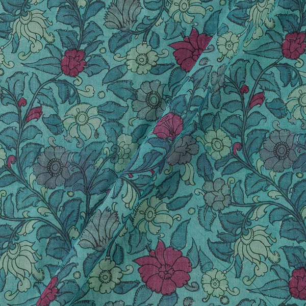 Premium Voile Aqua Blue Colour Jaal Print Cotton Fabric Online 9975AV1
