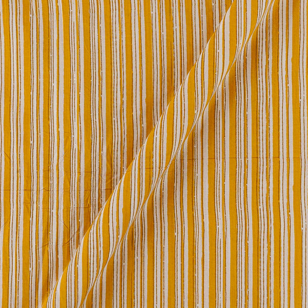 Soft Cotton Golden Yellow Colour Stripes Print Fabric Online 9978DX2