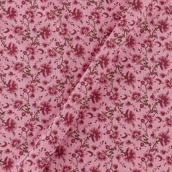 Cotton Peach Pink Colour Floral Jaal Print Fabric Online 9978ED