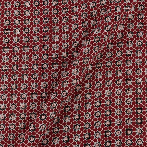 Soft Cotton Maroon Colour Geometric Print Fabric Online 9978EG