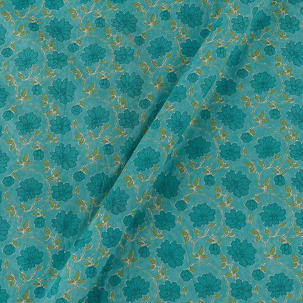 Soft Cotton Aqua Marine Colour Floral Jaal Print Fabric Online 9978EK