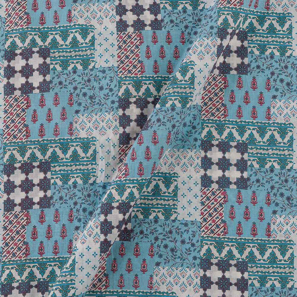 Soft Cotton Aqua Colour Patchwork Inspired Print Fabric Online 9978EU1