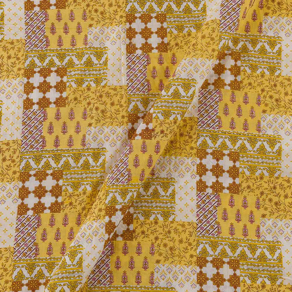 Soft Cotton Yellow Colour Patchwork Inspired Print Fabric Online 9978EU2