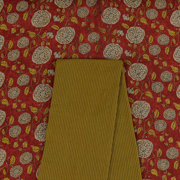 Two Pc Set Of Cotton Printed Fabric & Cotton Doriya [Kantha] Fabric